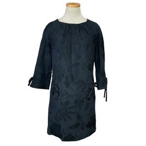 Milly Dress Floral Brocade Tie Sleeve Knee Length Black Size 2